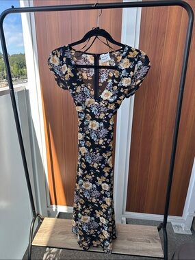 Hello Molly Black Floral Maxi Dress with Yellow & Cream Blooms